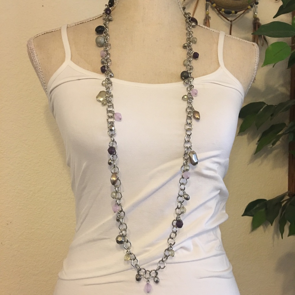 Vintage bead charm bauble chain long necklace